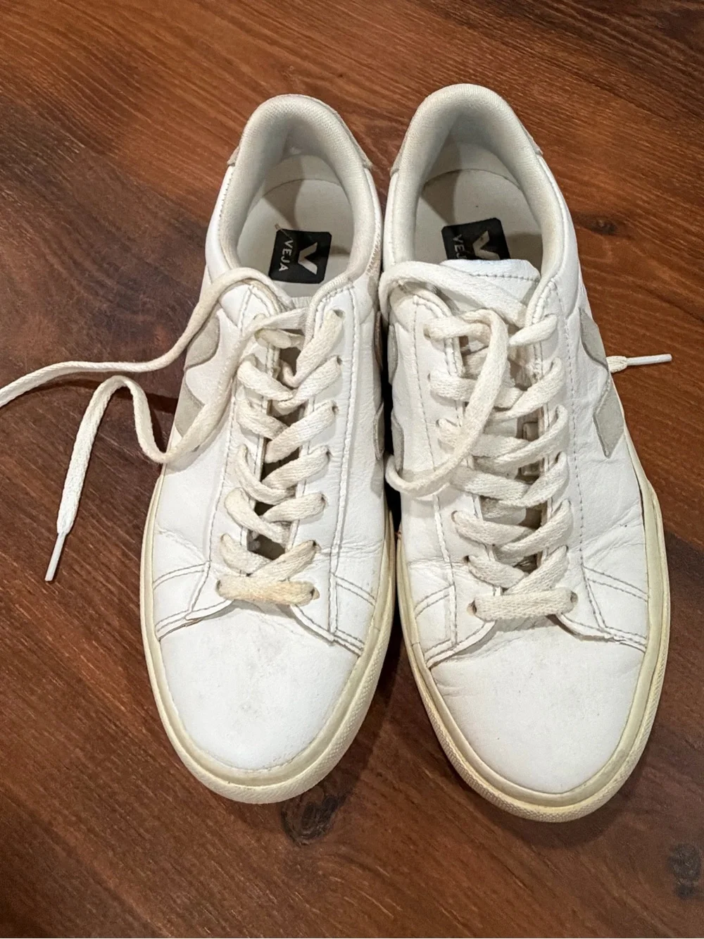 Veja women's sneakers - tan/white color Sz 7